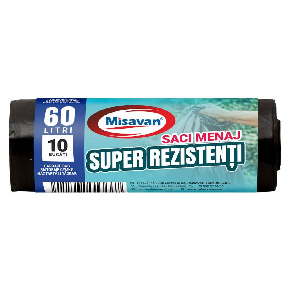 Rola 10 Saci Menajeri Super Rezistenti Misavan, 60 l, Negri
