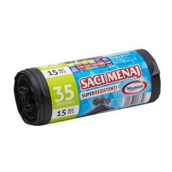Rola 15 Saci Menajeri Super Rezistenti Misavan, 35 l, Negri Rola 15 Saci Menajeri Super Rezistenti Misavan, 35 l, Negri