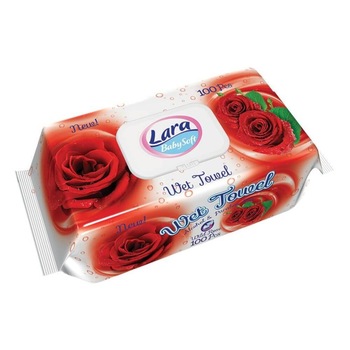 Set 100 Servetele Umede Lara, cu Trandafiri, Fara Alcool si Parabeni Set 100 Servetele Umede Lara, cu Trandafiri, Fara Alcool si Parabeni