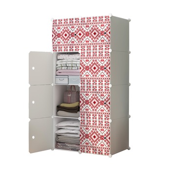 Dulap modular din plastic cu schelet metalic, imprimeu traditional, Naimeed D3423W, culoare Alb, 148x75x37 cm Dulap modular din plastic cu schelet metalic, imprimeu traditional, Naimeed D3423W, culoare Alb, 148x75x37 cm