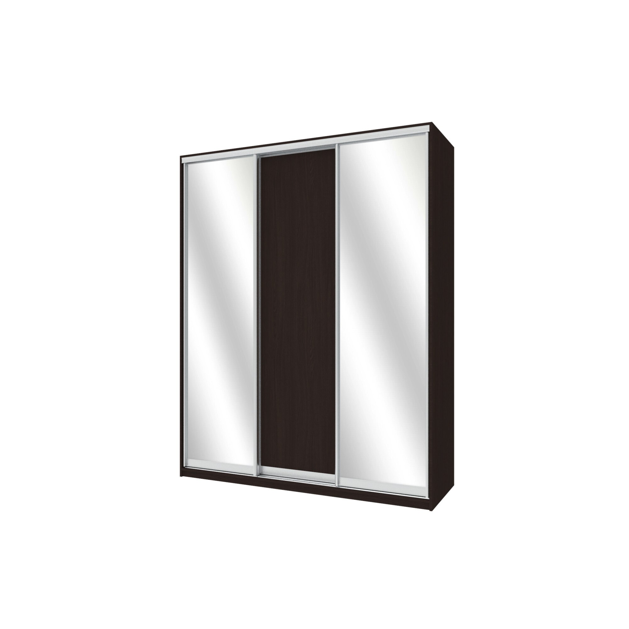 Dulap Karla cu oglinda, wenge, 180x225x60 cm, 3 usi culisante