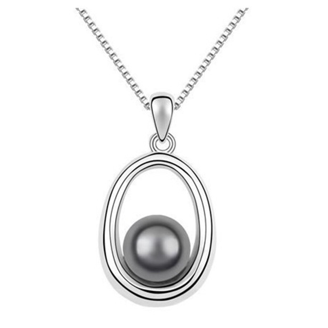 Colier ZZV argintiu cu perla gri