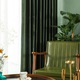 Bársony függöny garnitúra fekete karikákkal, Madison, 150x250 cm, sűrűség 700 g/ml, Bazsalikom zöld, 2 db