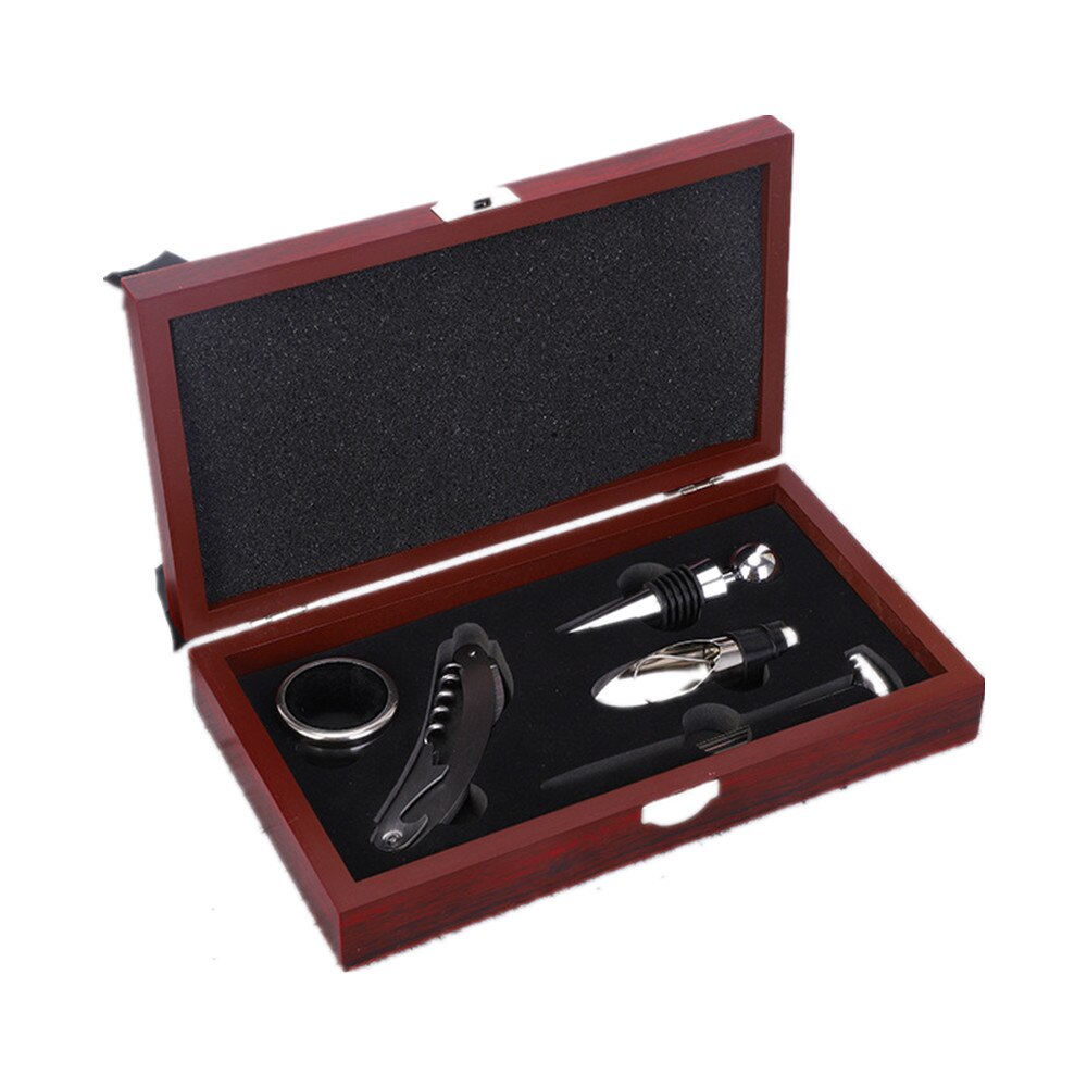 Set 5 accesorii pentru vin, BOMSTOM, Otel inoxidabil, 23 x 13 cm, Rosu