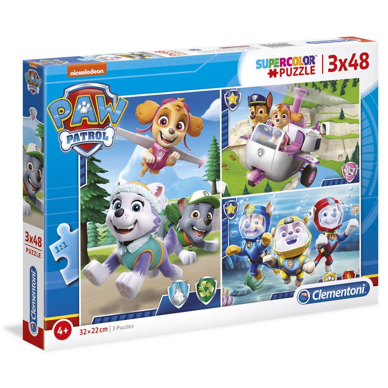 Puzzle Paw Patrol V2 , 3x48 piese , 32x22cm, Multicolor