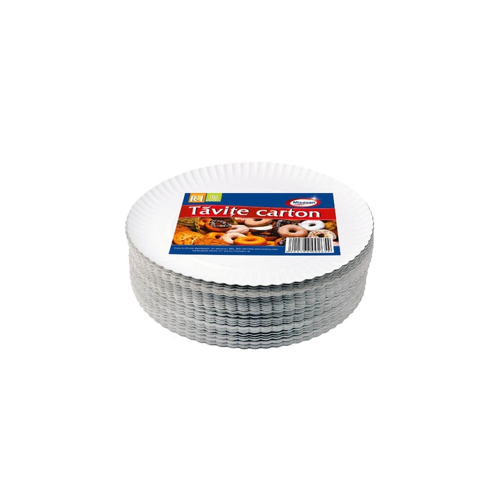 Set 100 Tavite din Carton R1 Misavan, Diametru 23cm, Albe