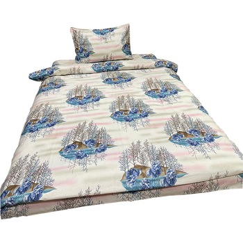 Lenjerie pat single, bleu, pentru saltea de 90cm,  Lenjerie pat single, bleu, pentru saltea de 90cm,