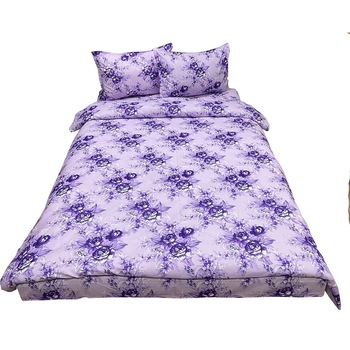 Set lenjerie pat dublu, lila/mov, pentru saltea intre 160-180cm,  Set lenjerie pat dublu, lila/mov, pentru saltea intre 160-180cm,
