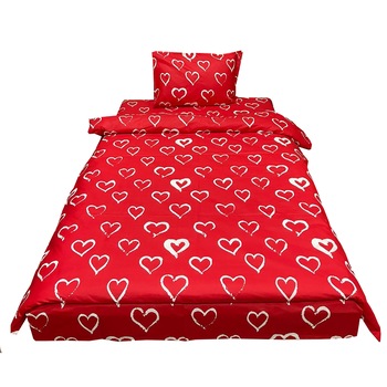 Lenjerie pat single, rosie, pentru saltea de 90cm,  Lenjerie pat single, rosie, pentru saltea de 90cm,
