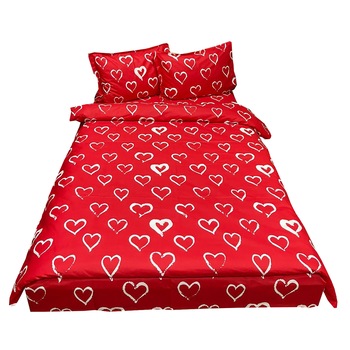 Lenjerie pat dublu, rosie, pentru saltea intre 160-180 cm,  Lenjerie pat dublu, rosie, pentru saltea intre 160-180 cm,