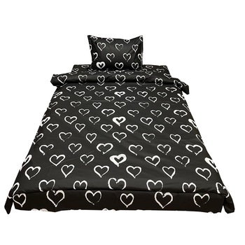 Lenjerie pat single, neagra, pentru saltea de 90cm,  Lenjerie pat single, neagra, pentru saltea de 90cm,