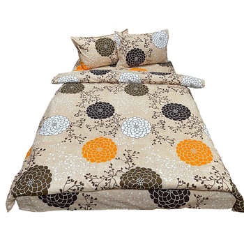 Set lenjerie pat mediu, oranje/maro, pentru saltea intre 140-160cm,  Set lenjerie pat mediu, oranje/maro, pentru saltea intre 140-160cm,