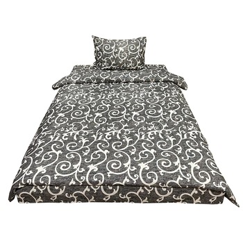 Lenjerie pat single, neagra, pentru saltea de 90cm,  Lenjerie pat single, neagra, pentru saltea de 90cm,