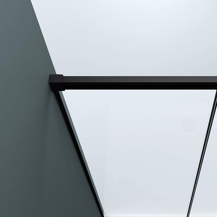 Cabina Ego 12, negru mat, 90 x 120 cm, sticla securizata 6mm, perete fix, usa glisanta, fara cadita, Easy Clean