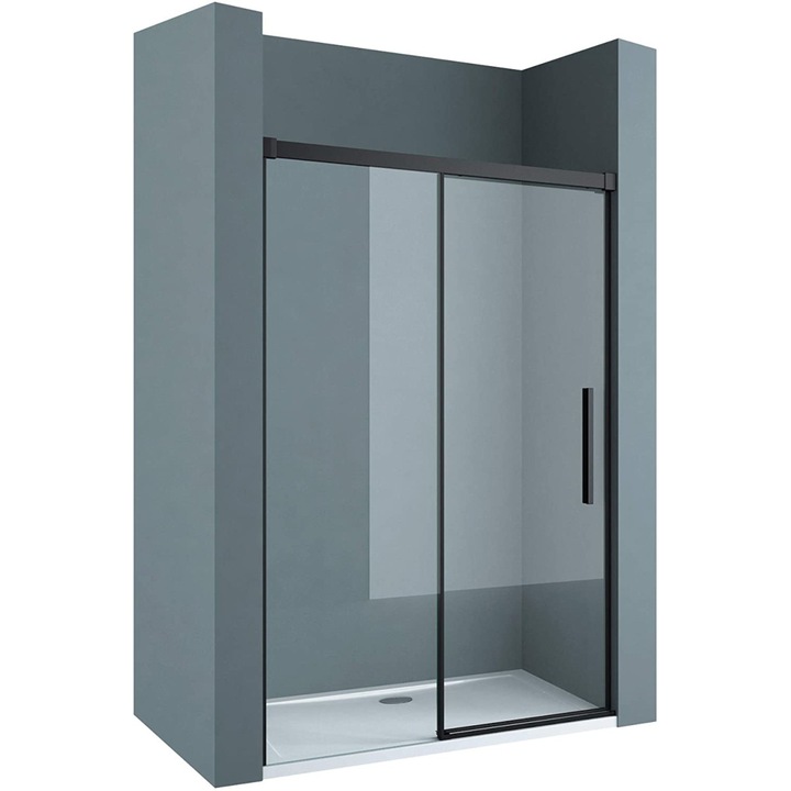 Usa dus Ego 12, negru mat, 120 x 195 cm, Glisanta, sticla securizata 6 mm, Nano Easy Clean