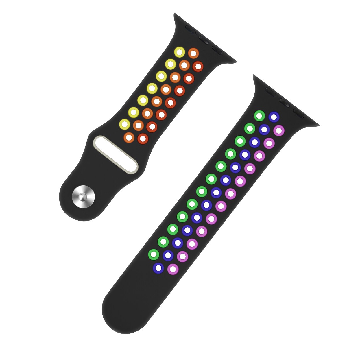 Curea silicon KD Home® compatibila Apple Watch versiune 1/2/3/4/5/6, 38/40 mm, gauri aerisire, Tip 2, Multicolor