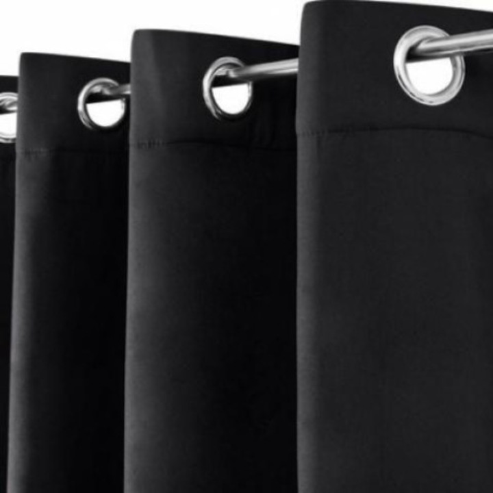 Perdea Beautissu, Termica, 2 buc, 140x245 cm, Negru