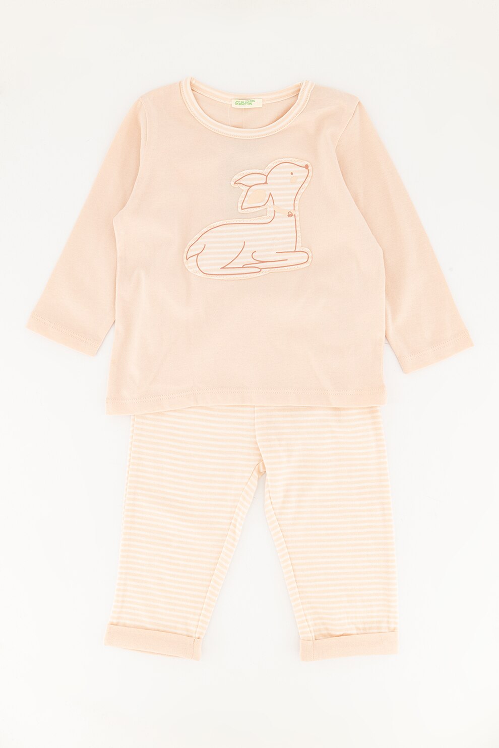 United Colors of Benetton, Pijama lunga de bumbac cu imprimeu grafic, Piersica