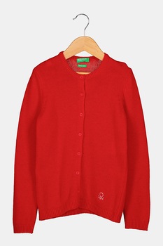 United Colors of Benetton, Cardigan din amestec de lana cu nasturi, Rosu United Colors of Benetton, Cardigan din amestec de lana cu nasturi, Rosu
