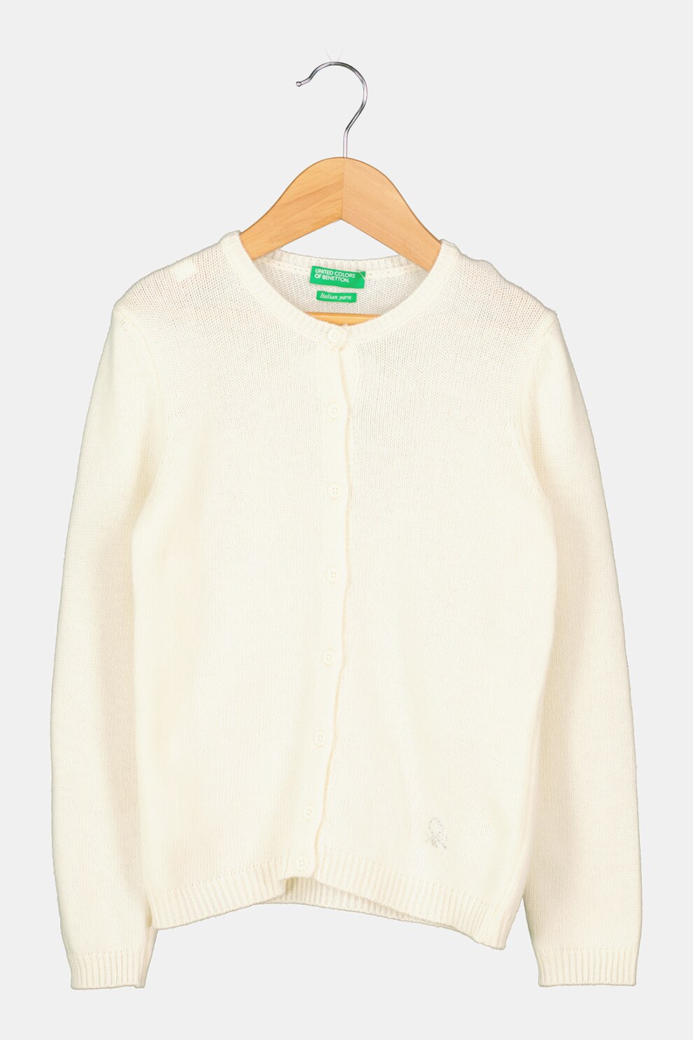 United Colors of Benetton, Cardigan din amestec de lana cu nasturi, Crem