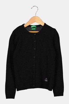 United Colors of Benetton, Cardigan din amestec de lana cu nasturi, Negru United Colors of Benetton, Cardigan din amestec de lana cu nasturi, Negru