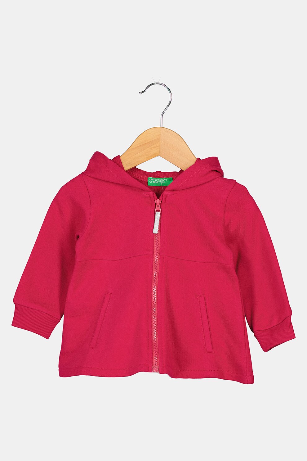 United Colors of Benetton, Hanorac cu fermoar si buzunare laterale, Zmeuriu