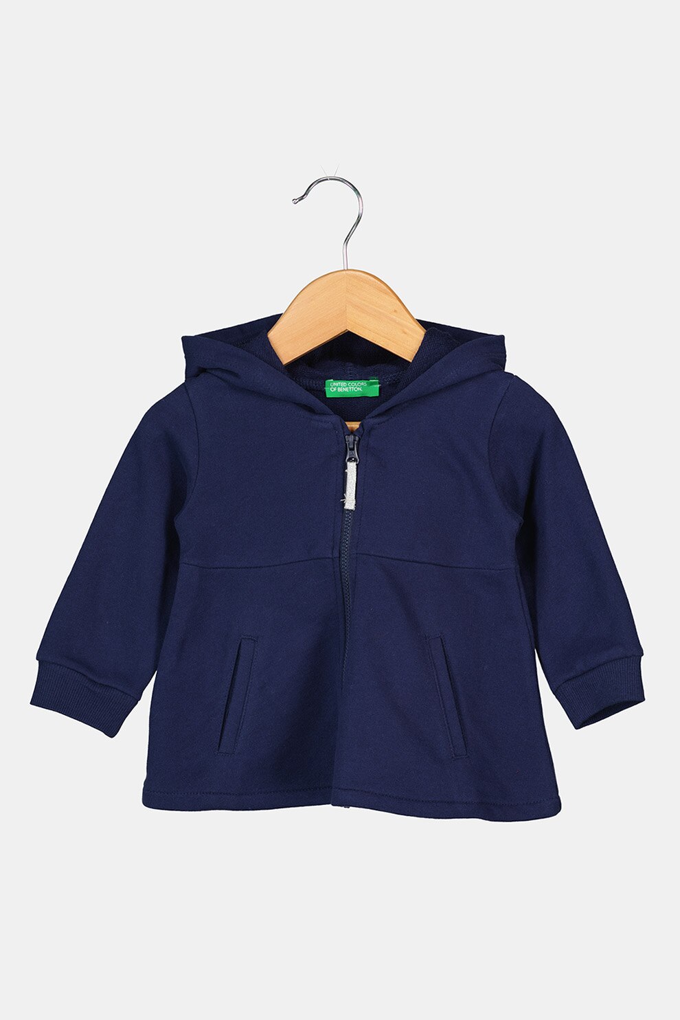 United Colors of Benetton, Hanorac cu fermoar si buzunare laterale, Bleumarin
