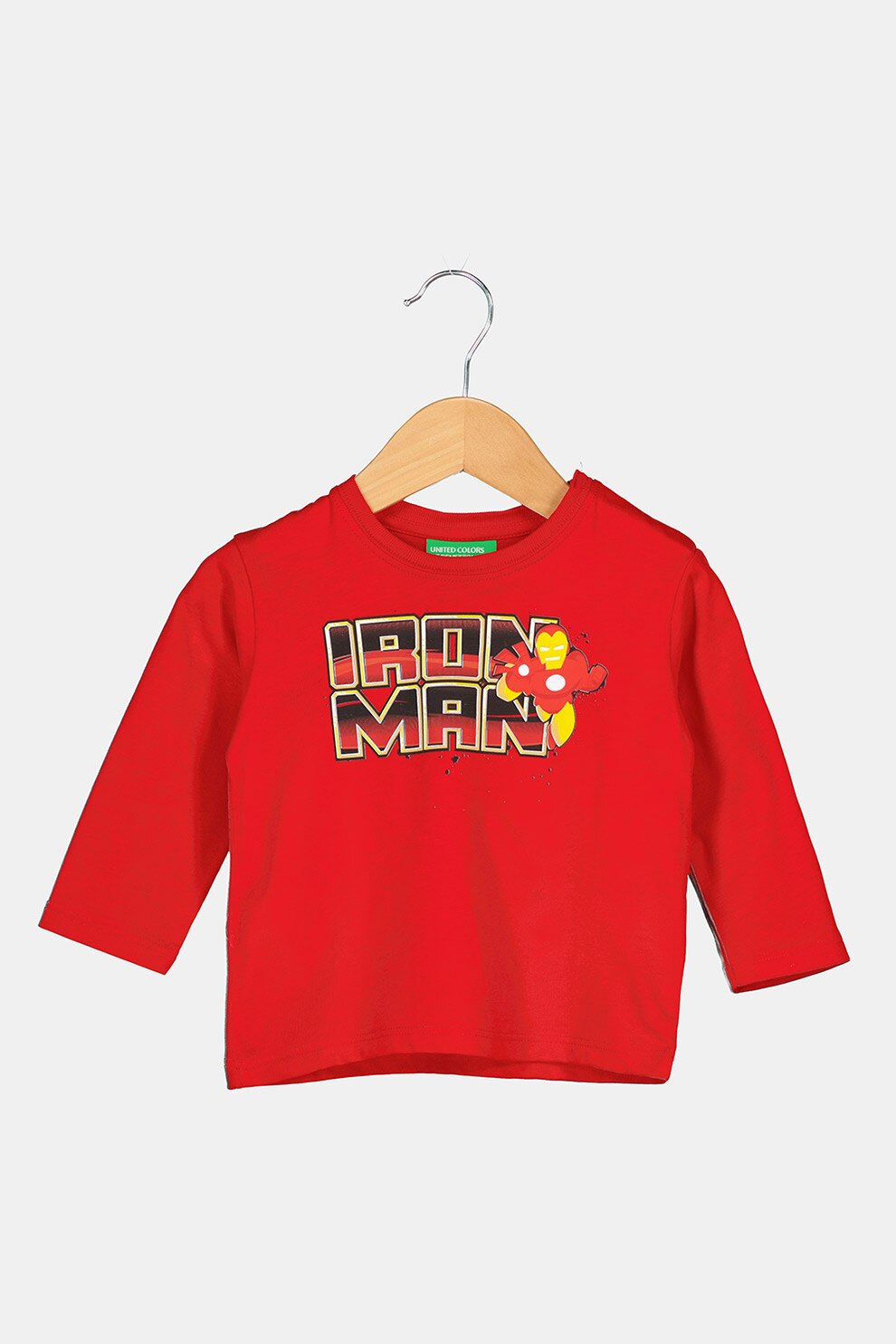 United Colors of Benetton, Bluza cu decolteu la baza gatului si imprimeu cu desene, Rosu