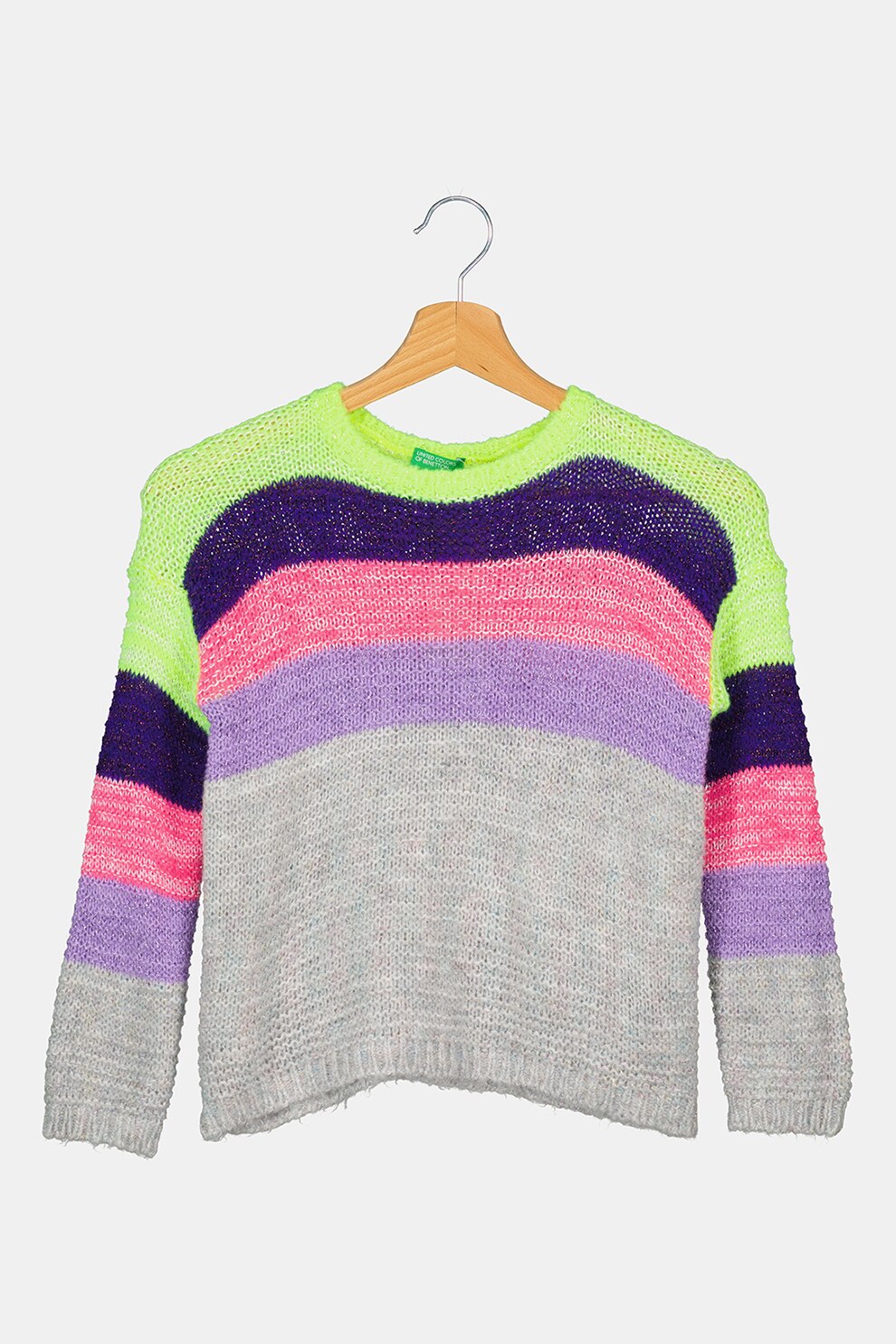 United Colors of Benetton, Pulover cu model colorblock si maneci cazute, Multicolora