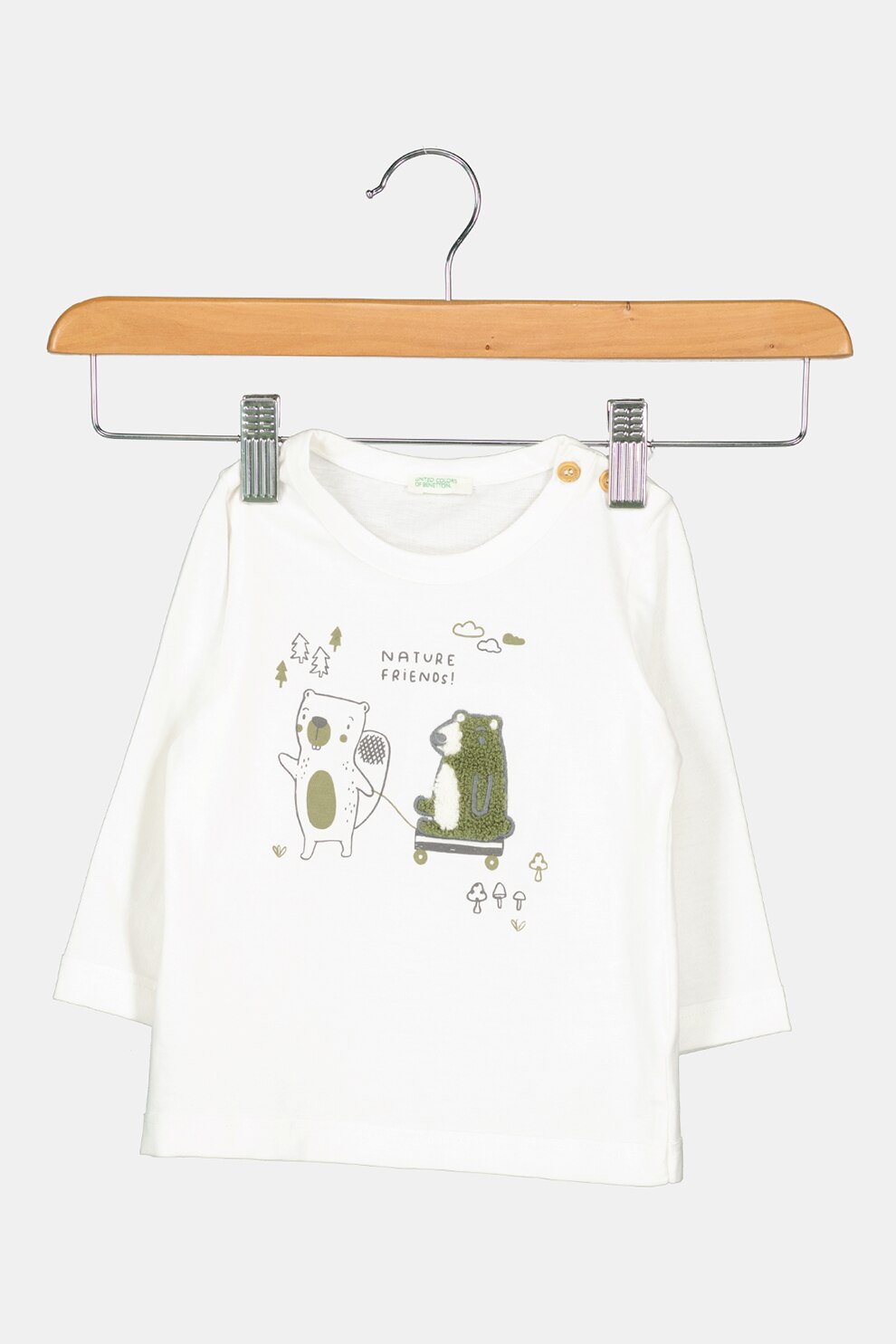 United Colors of Benetton, Bluza de bumbac cu imprimeu, Alb