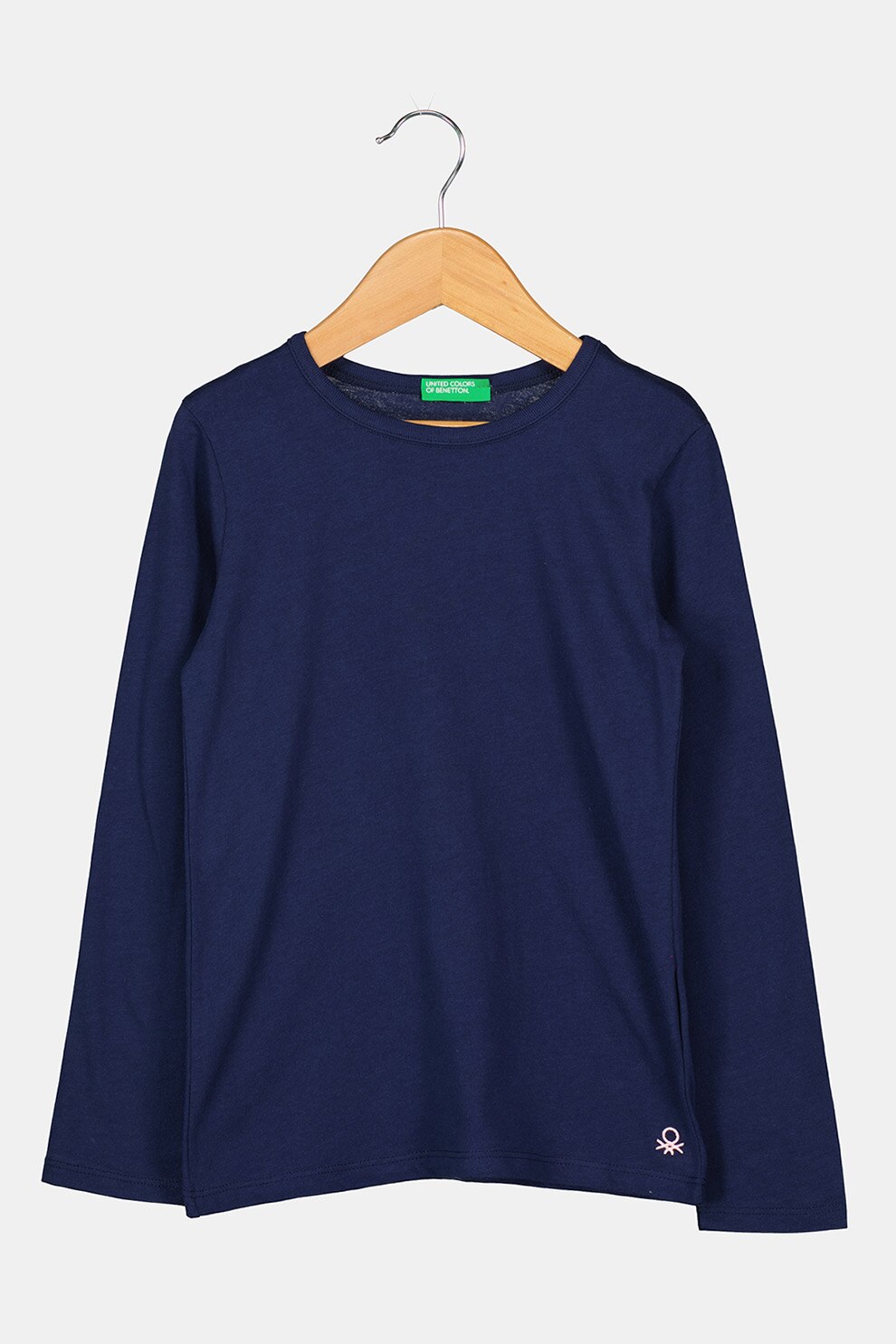 United Colors of Benetton, Bluza cu maneci lungi si decolteu la baza gatului, Bleumarin, 110 CM