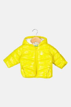 United Colors of Benetton, Jacheta cu gluga si vatelina, Galben United Colors of Benetton, Jacheta cu gluga si vatelina, Galben