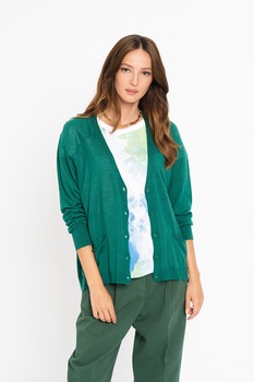 United Colors of Benetton, Cardigan relaxed fit, Verde englez, S United Colors of Benetton, Cardigan relaxed fit, Verde englez, S