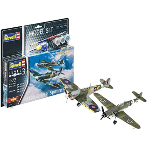 Set model de asamblat Revell avion Combat Bf109G-10 & Spitfire Mk.V