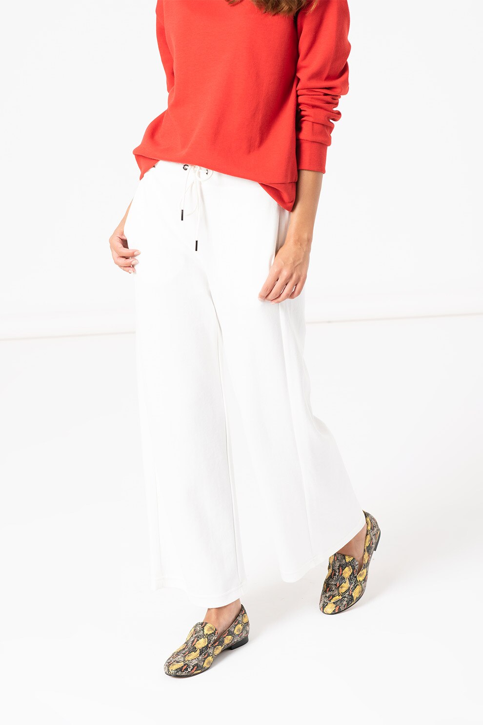 United Colors of Benetton, Pantaloni sport cu croiala ampla, Alb