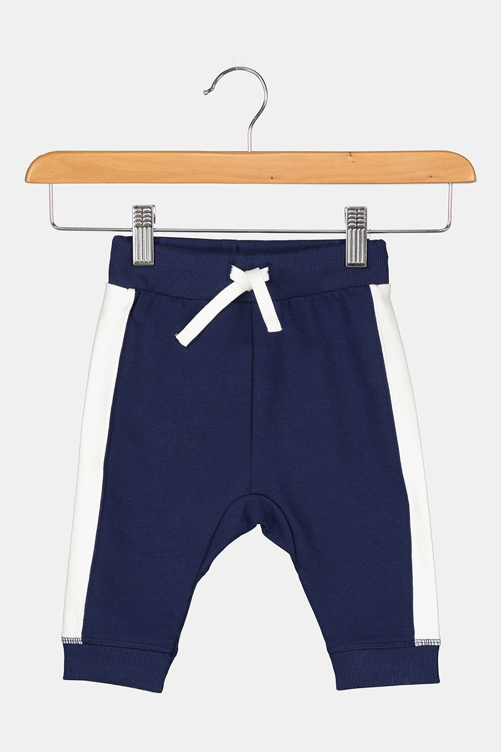 United Colors of Benetton, Pantaloni jogger cu snur, Bleumarin/Alb