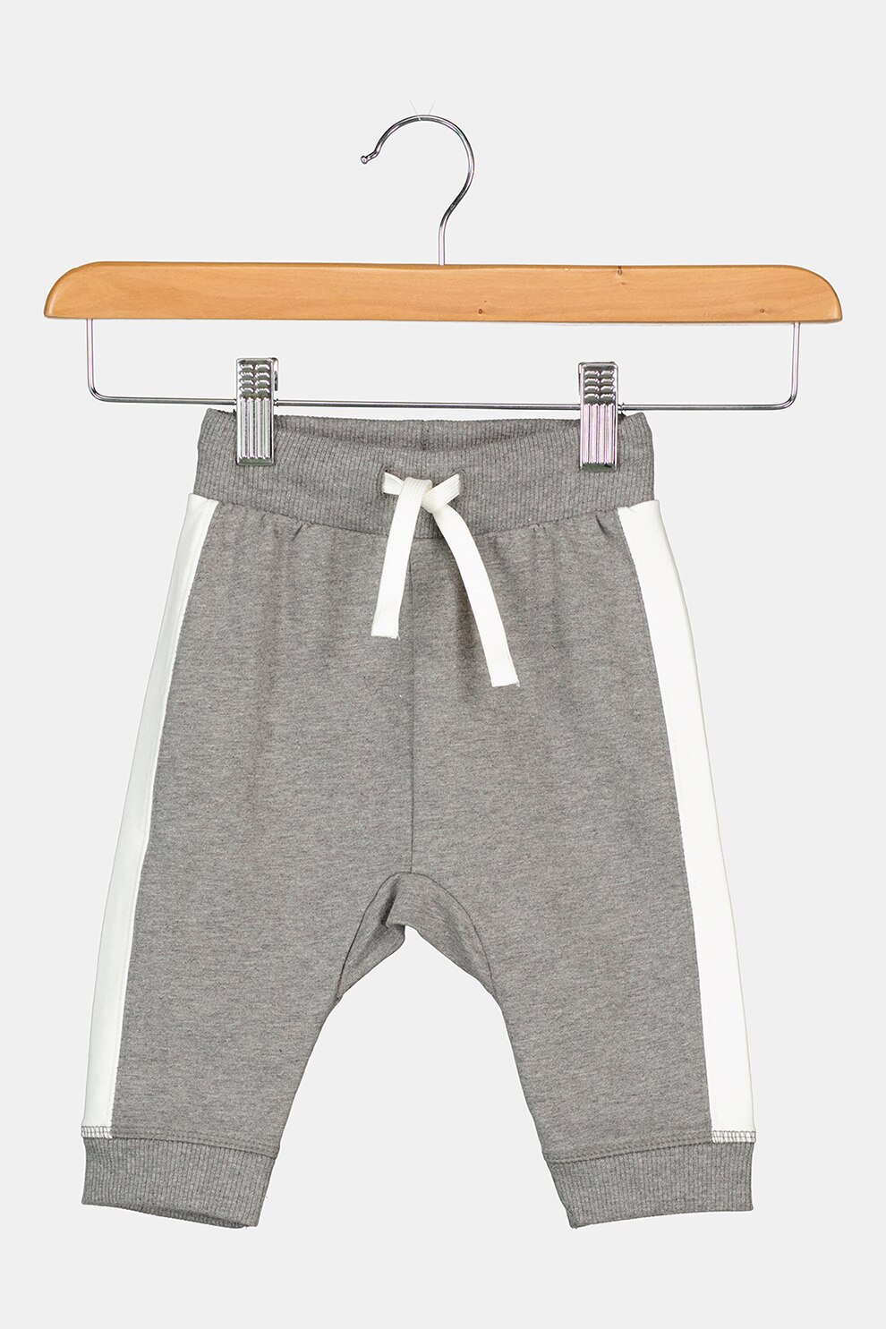 United Colors of Benetton, Pantaloni jogger cu snur, Gri melange/ Alb