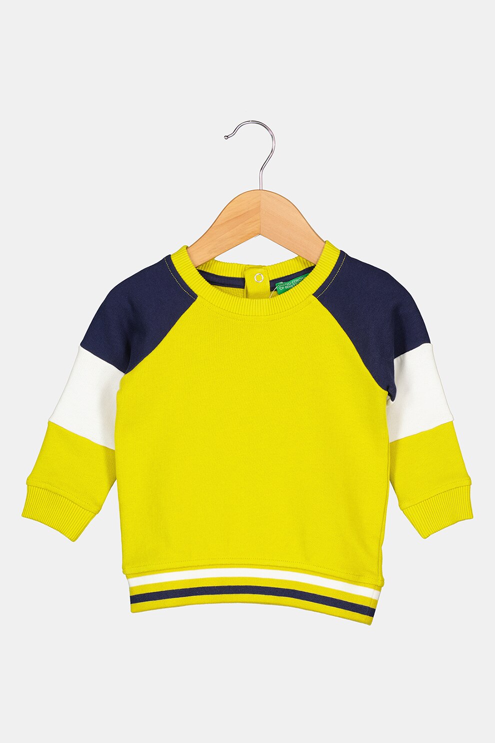 United Colors of Benetton, Bluza sport colorblock cu maneci raglan, Verde fistic/Bleumarin