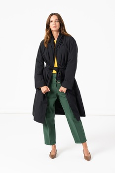 United Colors of Benetton, Trenci lung cu aspect sifonat, Negru United Colors of Benetton, Trenci lung cu aspect sifonat, Negru