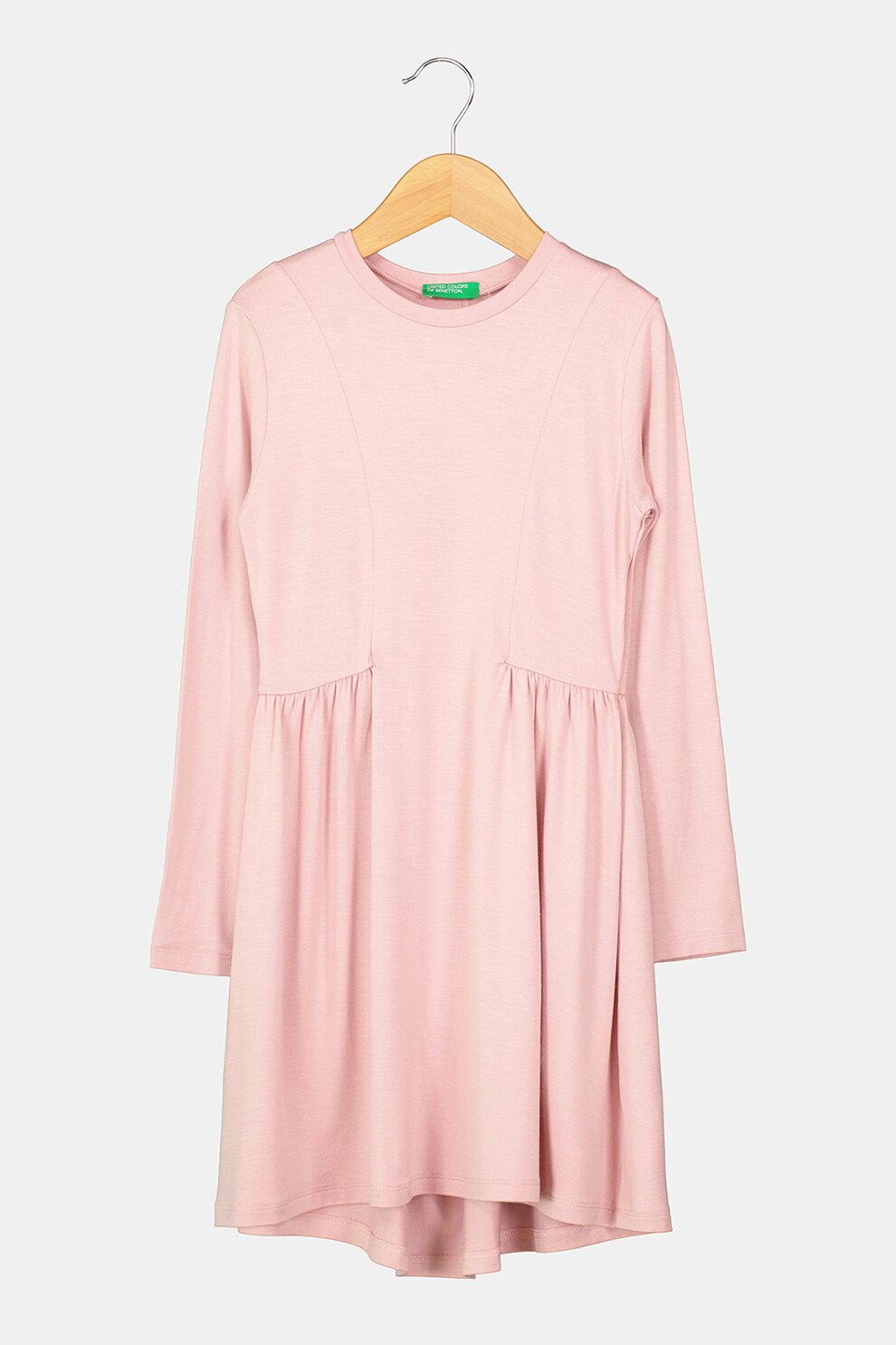 United Colors of Benetton, Rochie evazata cu maneci lungi, Roz