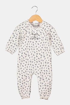 United Colors of Benetton, Salopeta lunga de bumbac cu imprimeu, Gri deschis/ Negru United Colors of Benetton, Salopeta lunga de bumbac cu imprimeu, Gri deschis/ Negru