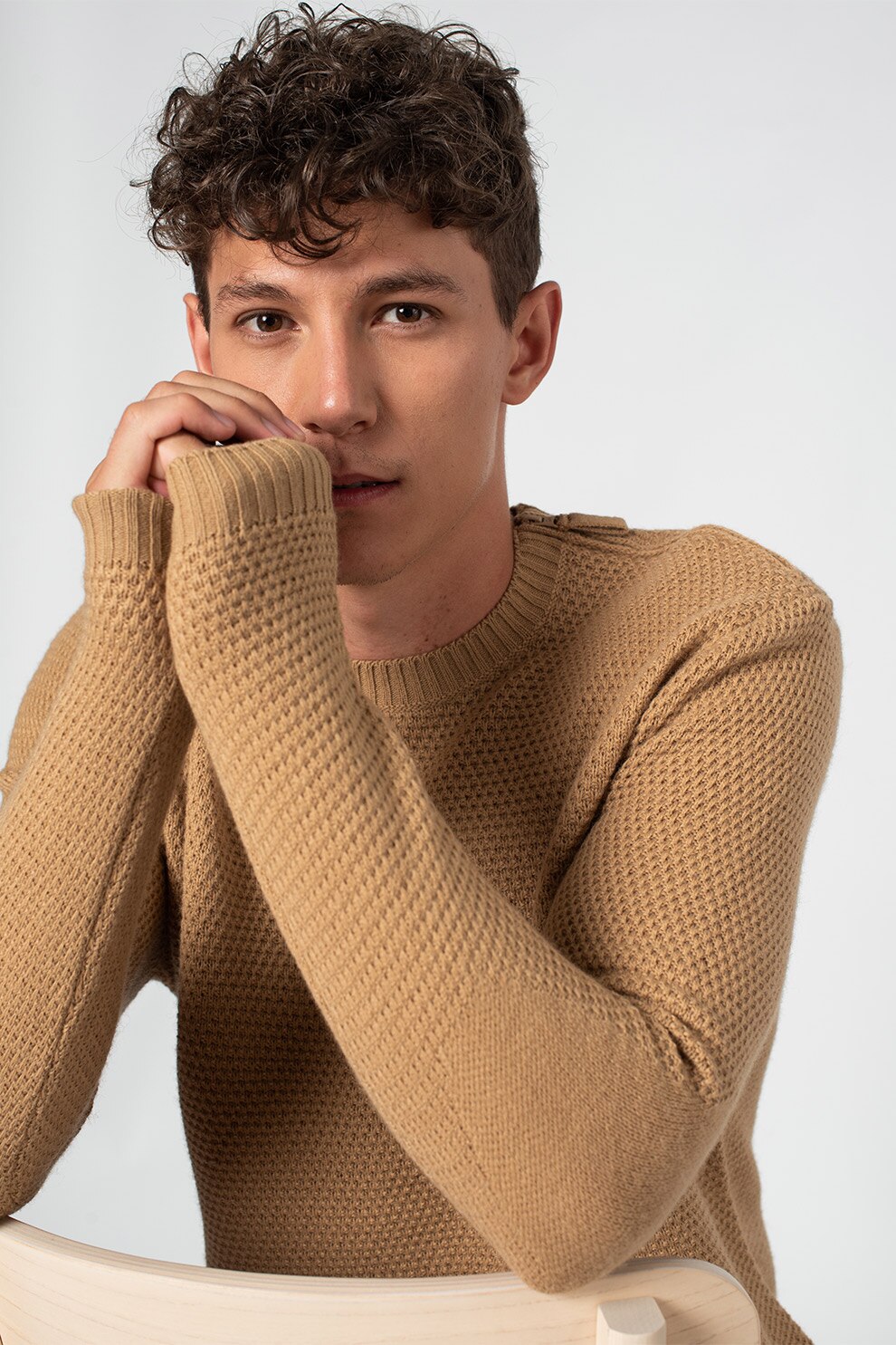 United Colors of Benetton, Pulover din amestec de lana, Maro camel