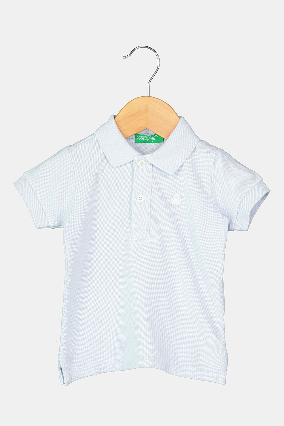 United Colors of Benetton, Tricou polo din material pique, Albastru pastel