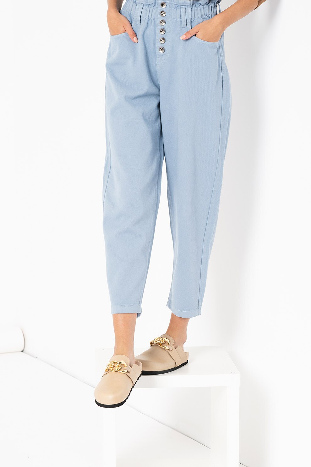 United Colors of Benetton, Blugi relaxed fit Shirley, Albastru lavanda