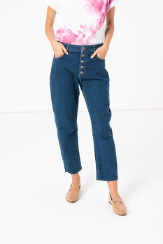 United Colors of Benetton, Blugi crop mom fit, Bleumarin United Colors of Benetton, Blugi crop mom fit, Bleumarin