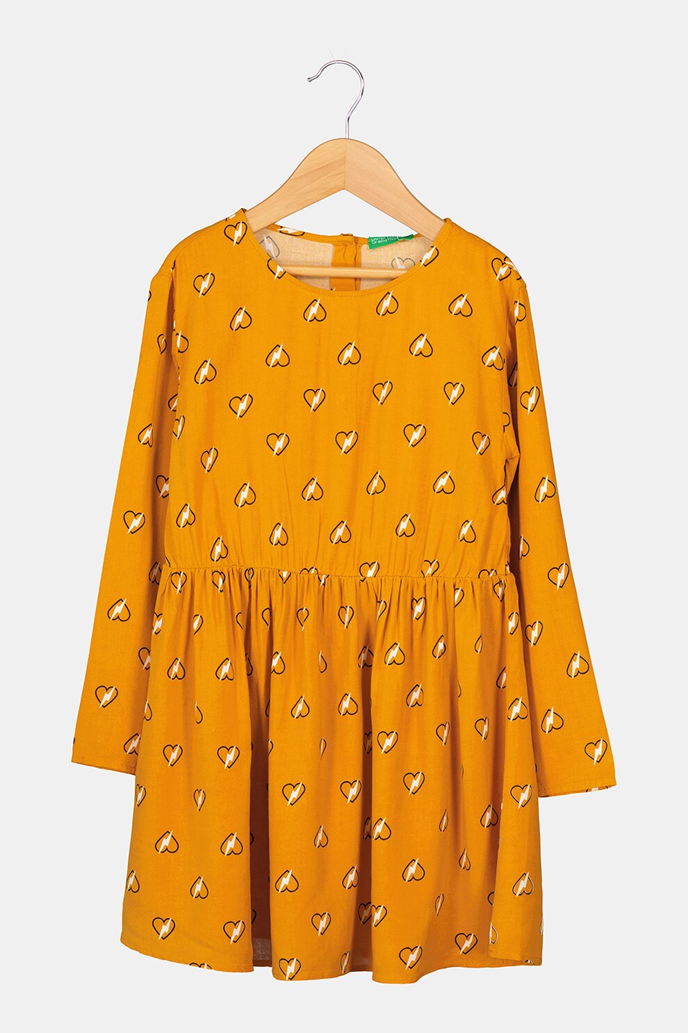 United Colors of Benetton, Rochie evazata cu decolteu rotund, Galben mustar