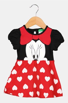 United Colors of Benetton, Rochie cu Minnie Mouse, Negru/Rosu/Alb, 62 CM United Colors of Benetton, Rochie cu Minnie Mouse, Negru/Rosu/Alb, 62 CM