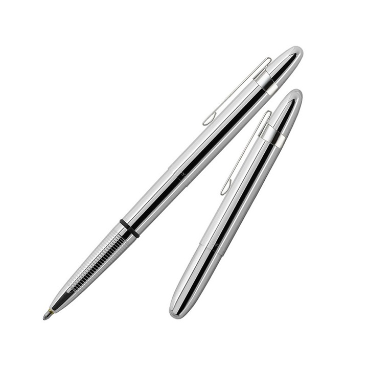 Химикалка Fisher Space Pen Chrome Bullet, 400CL, С клипс, черно мастило, подаръчна кутия