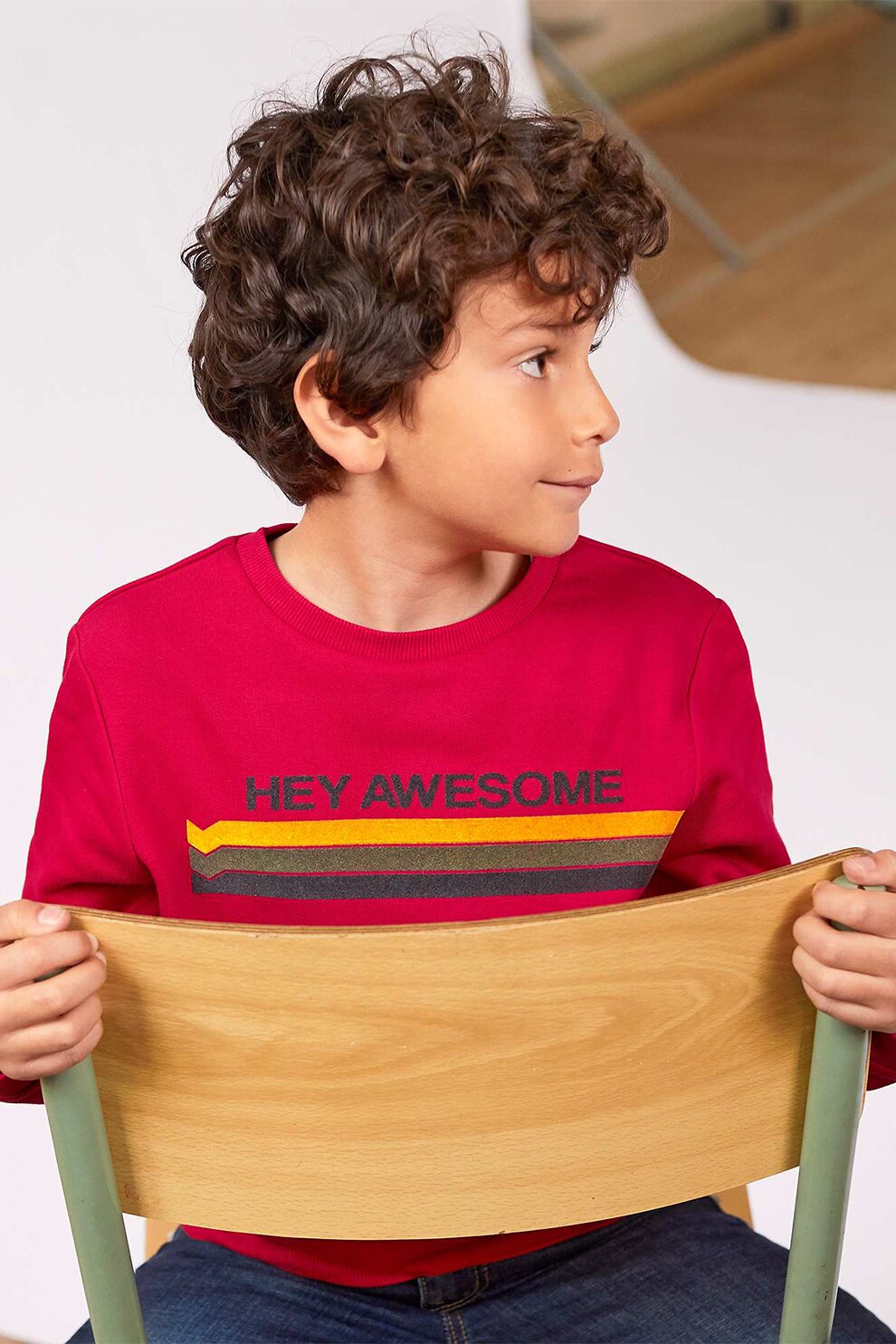 KIABI, Bluza sport cu imprimeu text, Rosu