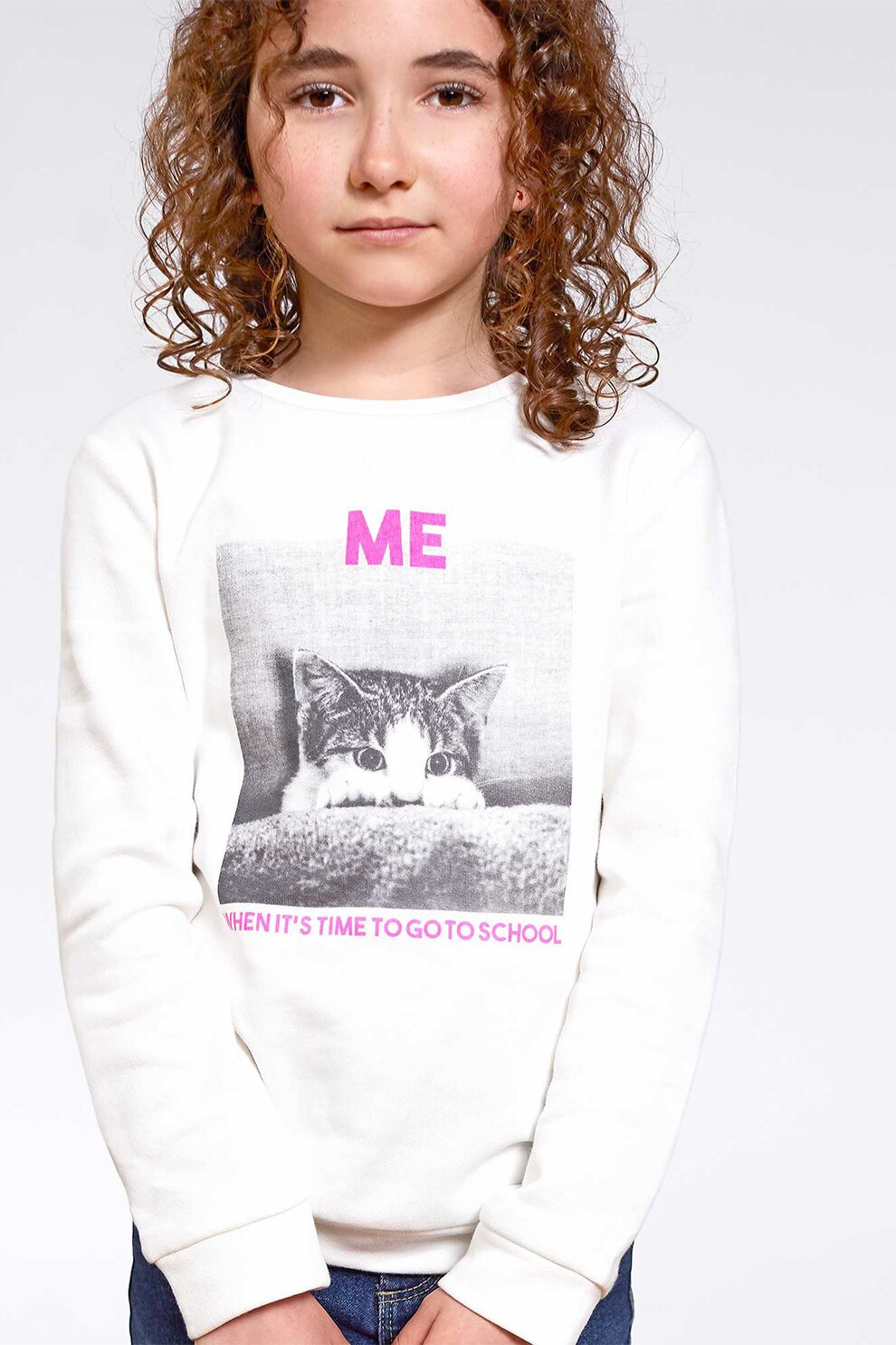 KIABI, Bluza sport cu imprimeu, Alb